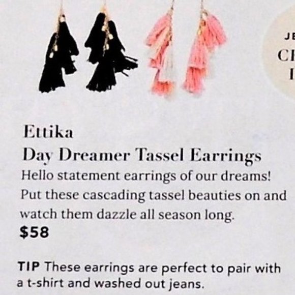 NWOT Ettika Day Dreamer Tassel Earrings in Black/Gold - Picture 4 of 4